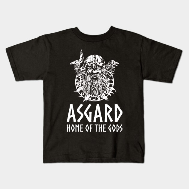 Asgard - Medieval Norse Mythology Viking God Odin Kids T-Shirt by Styr Designs